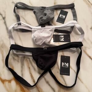 NEW Set Of 3 N2N Bodywear Mens Locker Room Cotton Jocks Color Grey White Black L